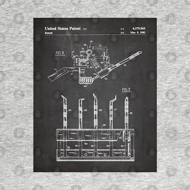 Dental Tools Patent - Dentist Hygienist Office Décor Art - Black Chalkboard by patentpress